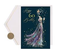Joli Coon Biglietto auguri compleanno 60 STARDUST Lady - Biglietto auguri compleanno 60 anni donna con busta e vero sigillo in cera