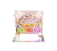 Joli Coon Biglietto auguri compleanno con musica e luce - Biglietto auguri compleanno pop up 3D per donna con effetto luminoso, busta e adesivo sigillo - 20 x 15 cm