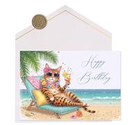 Joli Coon Biglietto auguri compleanno premium gatto STARDUST Cheers - Biglietto auguri compleanno con busta in carta premium e autentico sigillo in cera