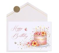 Joli Coon Biglietto auguri compleanno STARDUST Pink Cake - Biglietto auguri compleanno donna con busta e autentico sigillo in cera