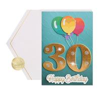 Joli Coon Biglietto di auguri 30 anni di lusso 3D SIGNATURE - Biglietto di compleanno 30 anni con busta FinePaper e vero sigillo in cera
