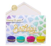 Joli Coon Biglietto di compleanno SIGNATURE Hooray it’s your Birthday - Raffinato biglietto di compleanno 3D con design a diamante e macarons - Busta FinePaper e adesivo sigillo - 17 × 11,5 cm