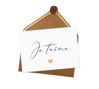 Joli Coon - Biglietto San Valentino “Je t’aime”, con busta e sigillo di cera.