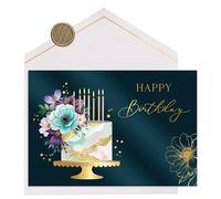 JoliCoon Biglietto auguri compleanno premium ELEGANT Marble Cake - Biglietto auguri compleanno con busta e vero sigillo in cera