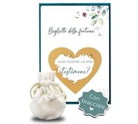 JoliCoon Gratta e vinci con bracciale e busta, Vuoi essere la mia testimone | Carta design 350g, finitura UV a rilievo, argento sterling 925, cristalli di zirconia