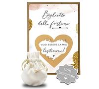 JoliCoon Gratta e vinci con bracciale e busta, Vuoi essere la mia testimone | Carta design 350g, finitura UV a rilievo, argento sterling 925, cristalli di zirconia
