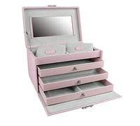 Jolie2.0 - Custodia per gioielli, in materiale sintetico, effetto cicatrici a croce, colore: rosa, Colore: rosa., 24 cm, Moderno