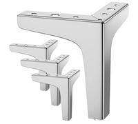 JOLIGAEA 4 Pcs Gambe per mobili da 17 cm, Gambe per Divani, Carica fino an 800 KG, Moderni piedini triangolari in metallo per mobili fai da te di ricambio per armadietti, divani, poltrone, d'argento
