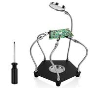 JOLIGAEA Terza Mano Saldatura, Supporto Saldatura con 3X Lente d'Ingrandimento e Braccia in Metallo Flessibili, Strumento di Supporto per PCB per Saldatura, Stazione di Saldatura per Circuito Lavori