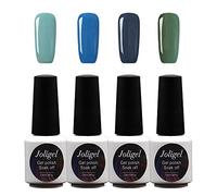 Joligel Gel UV Smalti LED Serie 4pc 7,3ML Nail Polish per Manicure Soak Off semipermanenti, 4 colori turchese blu marino indaco smeraldo classici eleganti per le occasioni formali/quotidiana 12