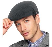 Joligiao Berretto Piatto da Uomo Berretto da Strillone in Cotone Traspirante Retro Coppola Uomo per Autunno e Inverno Casuale Cappello da Guida con Fibbia Regolabile A-Nero