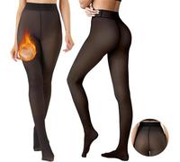 Joligiao Collant Donna Invernali Termico Pantaloni Caldi Termici Leggings Collant Foderati in Pile Leggings a Vita Alta Traslucido Collants con Effetto Dimagrante,Nero Trasparente - Caffè Pile,S-M