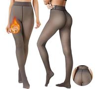 Joligiao Collant Donna Invernali Termico Pantaloni Caldi Termici Leggings Collant Foderati in Pile Leggings a Vita Alta Traslucido Collants con Effetto Dimagrante,Nero Trasparente - Pelle Pile,S-M