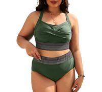 Joligiao Costume da Bagno Donna Taglie Forti Bikini Donna Mare Due Pezzi Vita Alta con Spalline Regolabili Costumi da Bagno Imbottito Reggiseno Push up Costumi Bikini Sexy Curvy Beachwear Swimwear