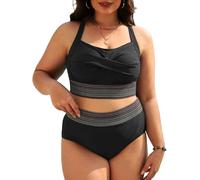 Joligiao Costume da Bagno Donna Taglie Forti Bikini Donna Mare Due Pezzi Vita Alta con Spalline Regolabili Costumi da Bagno Imbottito Reggiseno Push up Costumi Bikini Sexy Curvy Beachwear Swimwear