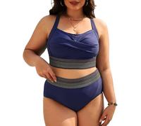 Joligiao Costume da Bagno Donna Taglie Forti Bikini Donna Mare Due Pezzi Vita Alta con Spalline Regolabili Costumi da Bagno Imbottito Reggiseno Push up Costumi Bikini Sexy Curvy Beachwear Swimwear
