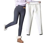 Joligiao Leggings Invernali da Donna Caldi Termici Felpati con Fodera in Pile - Pantaloni Yoga a Vita Alta Elasticizzati - Collant Taglia Grossa Spessi Lunghi (C-Grigio, L)