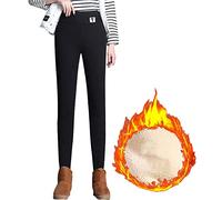 Joligiao Leggings Inverno da Donna Caldi Leggings Termici Leggings Felpati Fodera in Pile Pantaloni Yoga con Vita Alta Elasticizzato Collant con Taglia Grossa Spesso Lunghi Pantaloni(D-Nero,M)