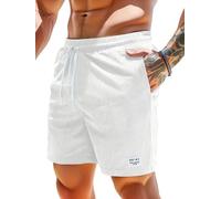 Joligiao Pantaloncini Estivi Uomo Casual Pantaloncini Corti con Tasche da Uomo Pantaloncini Coulisse Casual Bermuda Sportivi Spiaggia Shorts Traspirante in Velluto A Coste(Bianco,XXL)