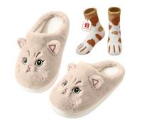 Joligiao Pantofole Gatto Donna Uomo Calde Invernali Ciabatte Pantofole | con Pile Comode Ciabatte da Casa Antiscivolo Pantofole Animali Divertenti Slippers Mulo Pelliccia