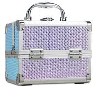Joligrace Beauty case per ragazze con specchio, portagioie leggero, chiudibile a chiave (viola)