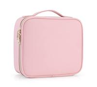 Joligrace Borsa Cosmetici Makeup Bag Borsa porta Trucchi Borsa Trucco Professionale Valigetta Trucco Borso Trousse Trucchi Beauty Case da Viaggio Donna PU Pelle con Scomparto Rimovibile, Rosa
