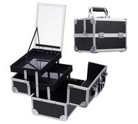 Joligrace Valigetta porta Trucchi, per Unghie, per Cosmetica Organizzatore Cofanetto con Specchio Makeup Beauty Case Viaggio Professionale (Nero)