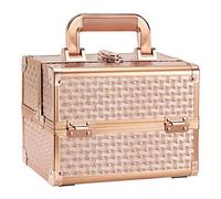 Joligrace Valigetta Trucchi Valigetta porta Trucco Valigia Trucchi Valigetta per Unghie Valigetta per Cosmetica Organizzatore Cofanetto con Specchio Makeup Beauty Case Viaggio Professionale (Oro)