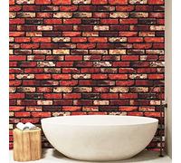 JOLIHOME Look Mattone Rosso Carta da Parati Autoadesiva Rotolo Staccare e Attaccare Carta a Contatto Impermeabile Film Vinilico Adesivo Murale per il Soggiorno Camera da Letto Decor 44.5x500cm