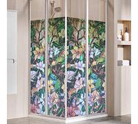 JOLIHOME Pellicola per Finestre con Privacy Adesivo per Finestre in Vetro Colorato Pellicola Vinilica Smerigliata Senza Colla Pellicola Antiaderente Statica Rotoli per Doccia Bagno Orchids 44,5x200cm