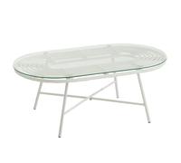 Jolipa Tavolino Ovale Esterni Metallo/Vetro Bianco