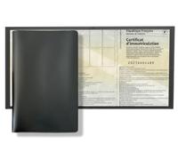 Jolis Papiers Custodia per carta grigia in PVC nero - 3 persiane formato europeo 13,3 x 26,4 cm - proteggi carte grigie, permis, assicurazione - morbida, resistente, marca francese, nero/trasparente