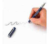 Jolis Papiers Penna gel cancellabile personalizzata premium blu notte e argento - Tocco morbida - Incisione di testo, logo o emoji - Inchiostro gel nero ricaricabile