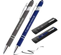 Jolis Papiers Penne personalizzate 2 in 1 con stilo touch - Incisione laser diversa su ogni penna - Chrome o Rose Gold - Astuccio regalo doppio incluso - 2 pezzi