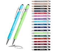 Jolis Papiers Penne personalizzate 2 in 1 con stilo touch - Incisione laser su 1 o 2 righe, emoji o logo - Chrome o Rose Gold - Regalo scuola, team, clienti - 12 pezzi