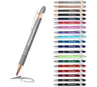 Jolis Papiers Penne personalizzate 2 in 1 con stilo touch - Incisione laser su 1 o 2 righe, emoji o logo - Chrome o Rose Gold - Regalo scuola, team, clienti - 12 pezzi