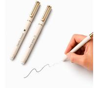 Jolis Papiers Set di 2 penne gel cancellabili personalizzate Premium bianco champagne e oro - Tocco morbida - Incisione di testo, logo o emoji - Inchiostro gel nero ricaricabile