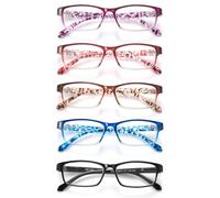 JOLISU 5 Pack Caricata Donne Leggere Accessori, Visive Accessori Alla Moda, Cerniere Robusti e Duratura, Leggere Lettori Quadrati Per Donne