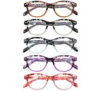 JOLISU Occhiali da Lettura Donna 5Pz con Luce Blu | Molleggio, Comfort e Moda per Uomo (2.00)