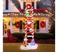 Joliyoou Decorazioni natalizie gonfiabili, 3 m, giganti illuminate, scaletta salita con elfo, renna, Babbo Natale, luci C7 per Natale, vacanze invernali, tetti, alberi, balconi