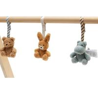 Jollein Arco gioco per neonati con ciondoli - Set da 3 pezzi con orso, coniglio e ippopotamo - Con anelli per il fissaggio - Stimola i sensi e le capacità motorie - Giocattolo per neonati - Jollies