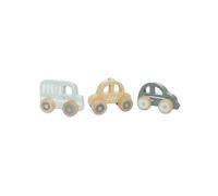 Jollein Auto in legno - Set di 3 auto da gioco - On The Go - Giocattoli per bambini in legno - Auto, Taxi & Bus - Promuove l'immaginazione e le abilità motorie - Giocattoli in legno - Giallo/Verde