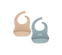 Jollein Bavaglino per bambini, in silicone, On The Go, confezione da 2 pezzi, materiale flessibile in silicone, con vaschetta di raccolta, bavaglino per bambini, facile da pulire
