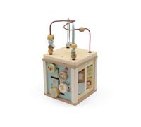 Jollein Cubo attività in legno - Con anello motore, ingranaggi e gioco di impilamento - Giocattolo per bambini