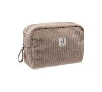 Jollein Custodia Cloudy Rib - Milky Coffee - Borsa da toilette per bambini - Pratica per viaggiare - Borsa - per giocattoli e accessori per il cambio - con chiusura lampo