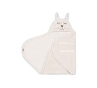 Jollein Copertina per neonato Bunny - Cloudy Rib - Oatmeal - Con cappuccio e chiusura in - Morbido pile Teddy - Adatto per cinghie a 3 e 5 punti - Per ovetto e passeggino