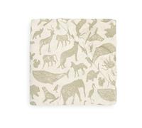 Jollein Lenzuolo con angoli elasticizzati in jersey, motivo animals, verde oliva, 70 x 140 cm, 100% cotone, con angoli elasticizzati, stampa animale, verde oliva