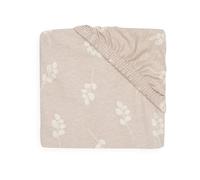 Jollein Lenzuolo con angoli elasticizzati, in jersey, motivo rosa selvatica, 70 x 140 cm, 100% cotone, colore: beige con rametti rosa antico