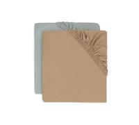 Jollein Lenzuolo con angoli elasticizzati, in jersey, per culla, verde marino, confezione da 2, 60 x 120 cm, 100% cotone, certificato Oeko-TEX, colore: verde mare