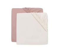 Jollein Lenzuolo con angoli in jersey - Per culla - Wild Rose/Ivory - Confezione da 2-40/50x80/90cm - Lenzuolo con angoli in cotone - Certificato OEKO-TEX